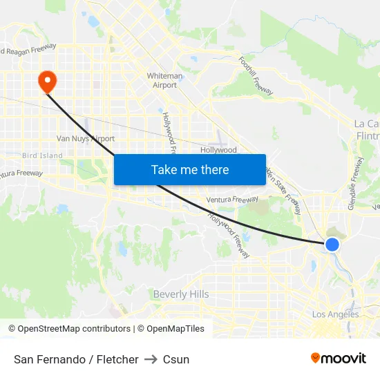 San Fernando / Fletcher to Csun map