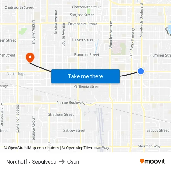 Nordhoff / Sepulveda to Csun map