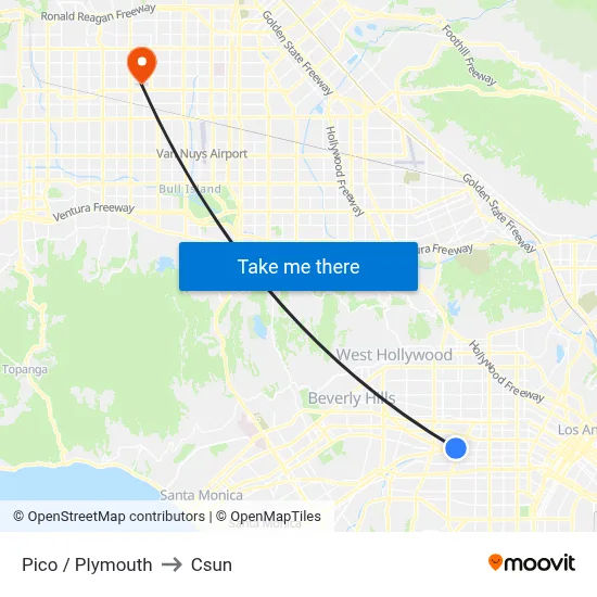 Pico / Plymouth to Csun map