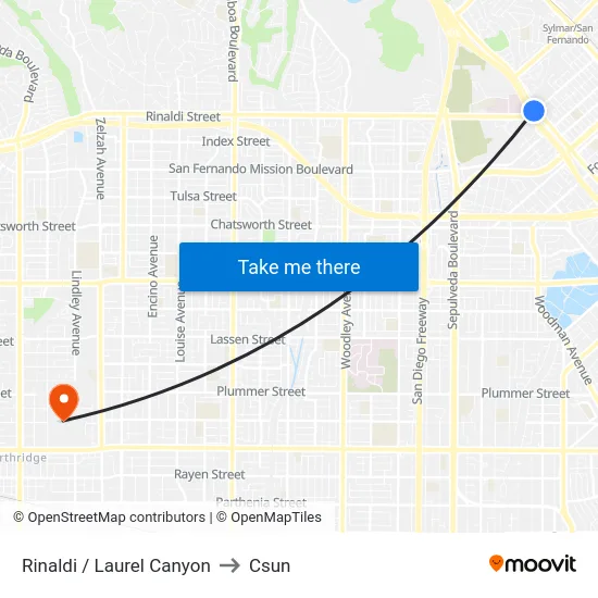 Rinaldi / Laurel Canyon to Csun map
