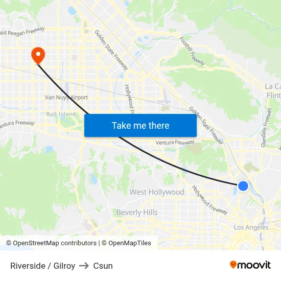 Riverside / Gilroy to Csun map
