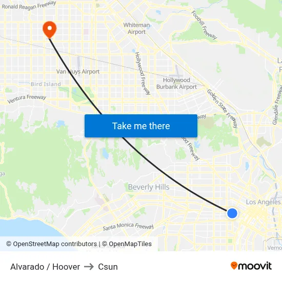 Alvarado / Hoover to Csun map