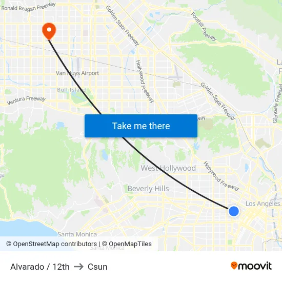 Alvarado / 12th to Csun map