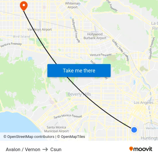 Avalon / Vernon to Csun map