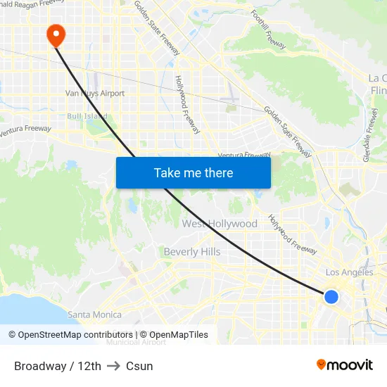 Broadway / 12th to Csun map