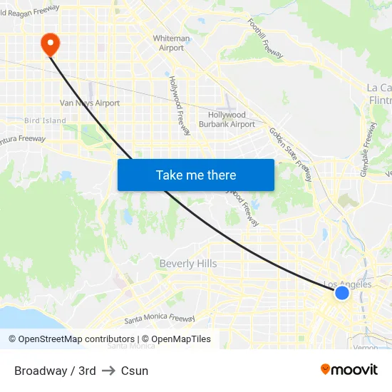 Broadway / 3rd to Csun map