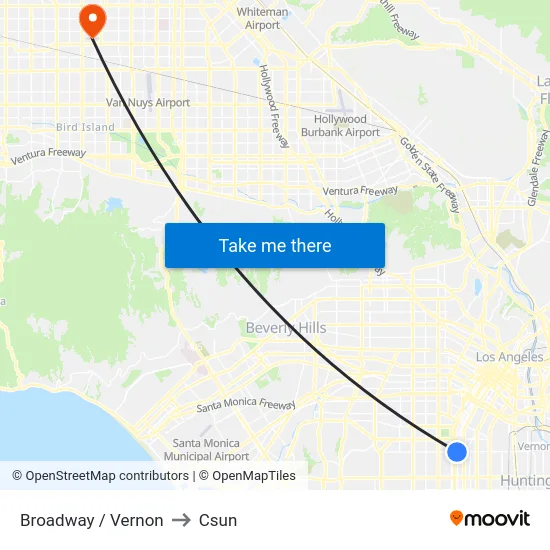 Broadway / Vernon to Csun map