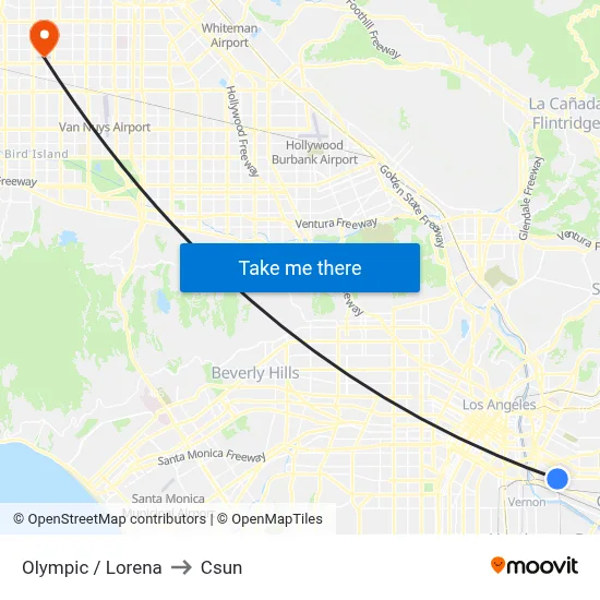 Olympic / Lorena to Csun map