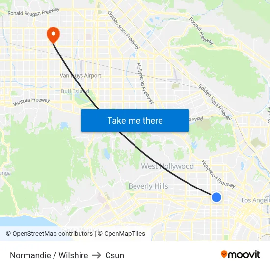 Normandie / Wilshire to Csun map