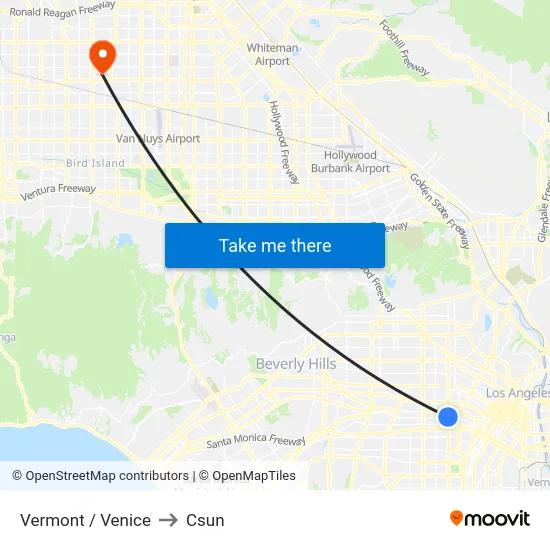 Vermont / Venice to Csun map