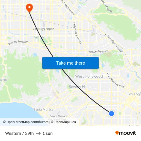 Western / 39th to Csun map