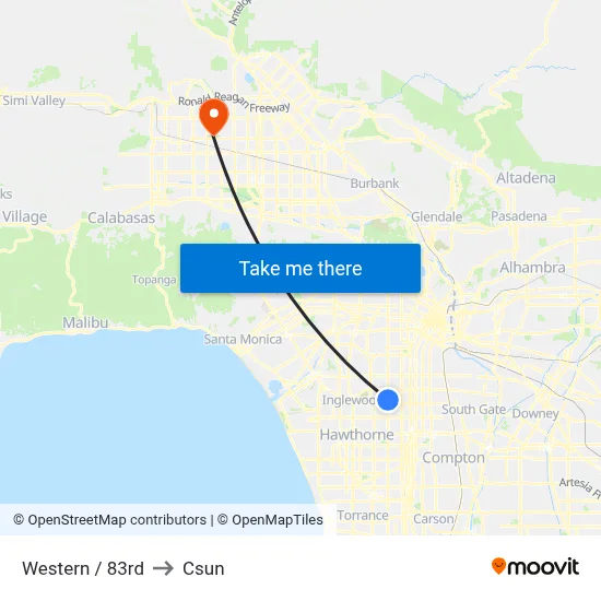 Western / 83rd to Csun map