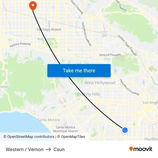 Western / Vernon to Csun map