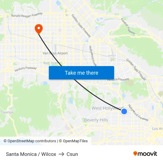 Santa Monica / Wilcox to Csun map