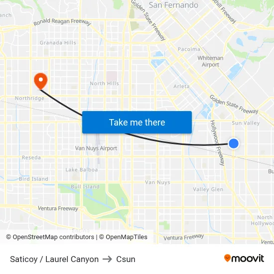 Saticoy / Laurel Canyon to Csun map