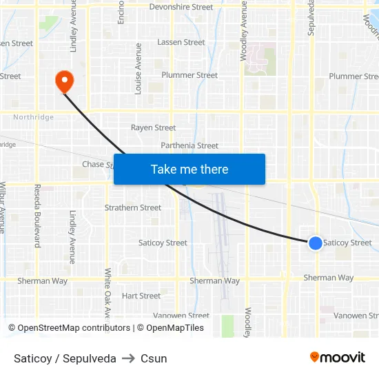 Saticoy / Sepulveda to Csun map