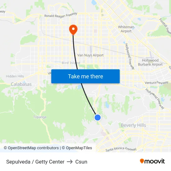 Sepulveda / Getty Center to Csun map