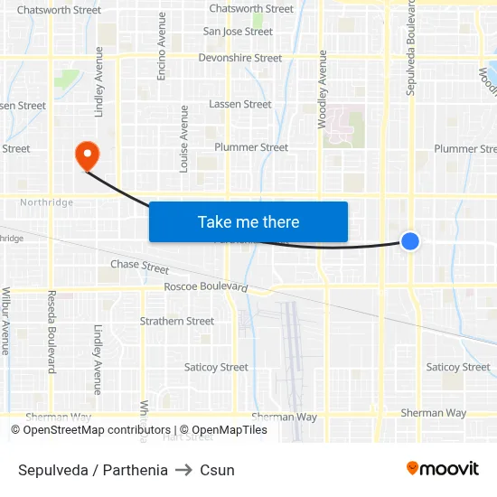 Sepulveda / Parthenia to Csun map
