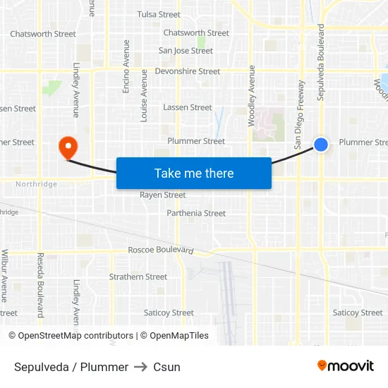 Sepulveda / Plummer to Csun map