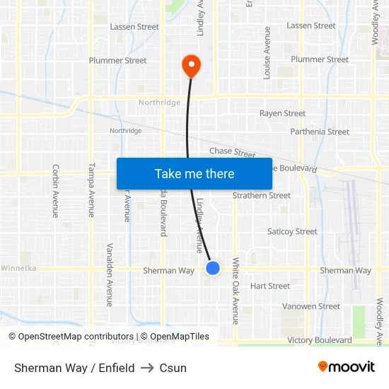 Sherman Way / Enfield to Csun map