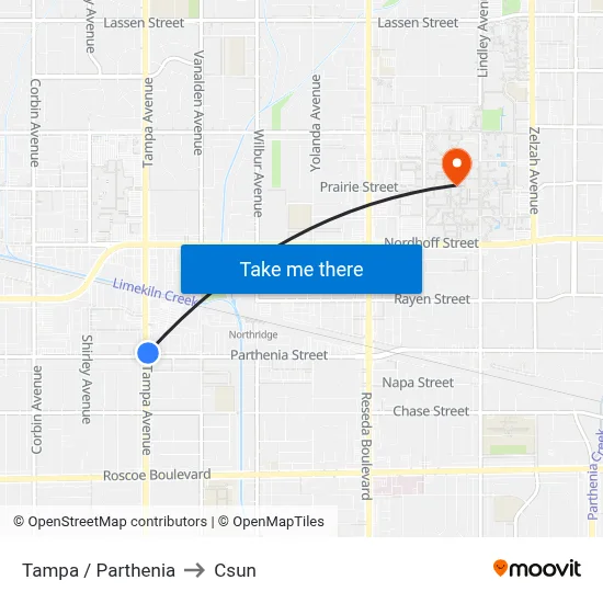 Tampa / Parthenia to Csun map