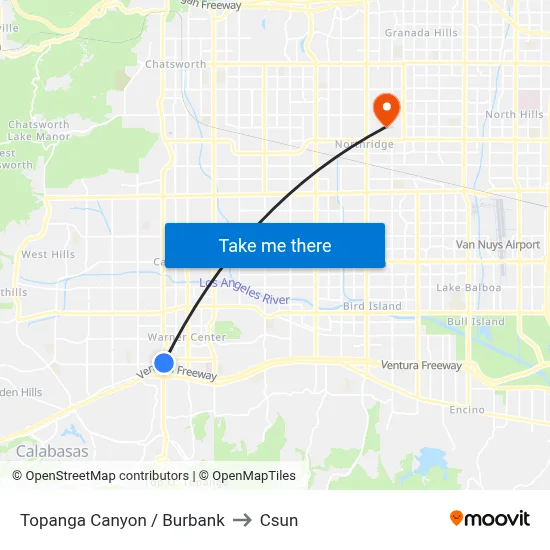 Topanga Canyon / Burbank to Csun map