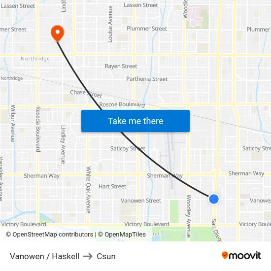 Vanowen / Haskell to Csun map