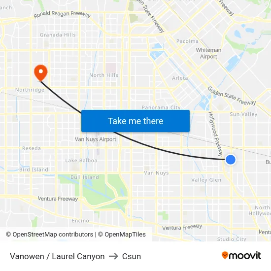 Vanowen / Laurel Canyon to Csun map