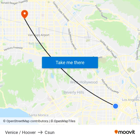 Venice / Hoover to Csun map