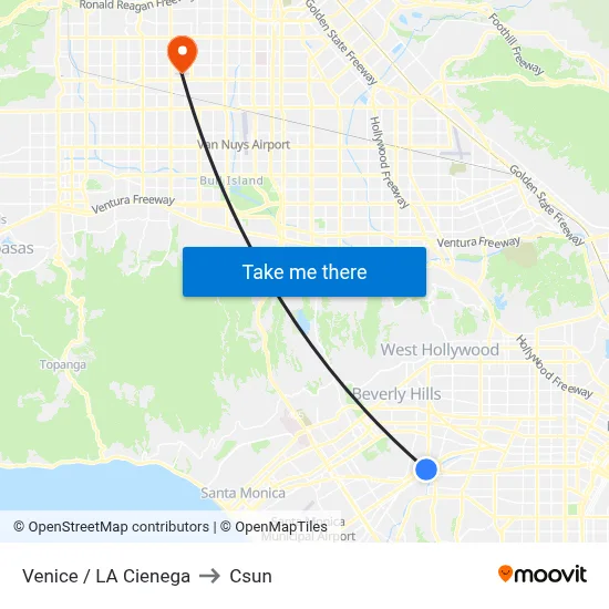 Venice / La Cienega to Csun map