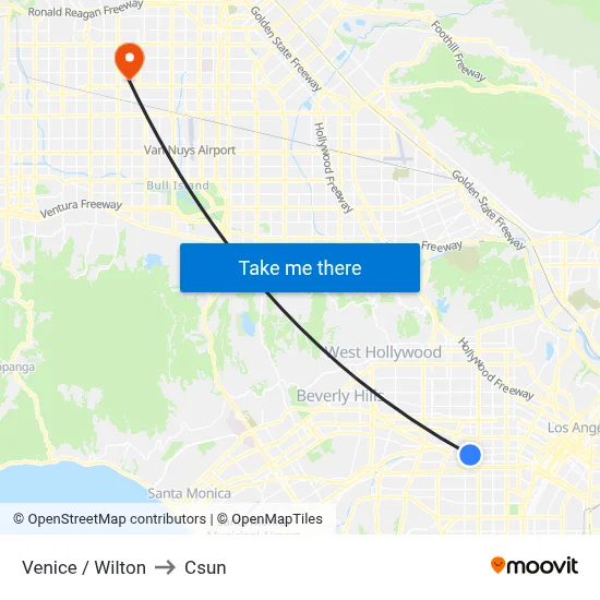 Venice / Wilton to Csun map