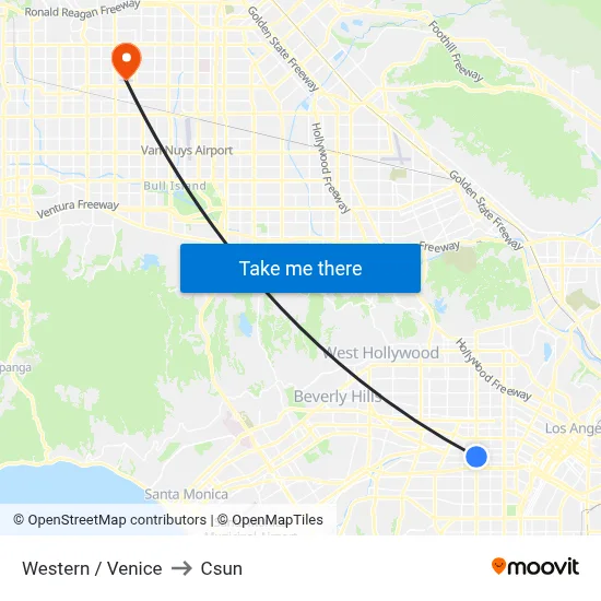 Western / Venice to Csun map
