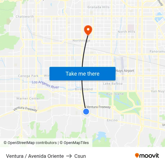 Ventura / Avenida Oriente to Csun map