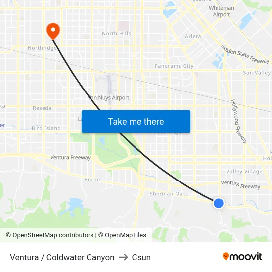 Ventura / Coldwater Canyon to Csun map