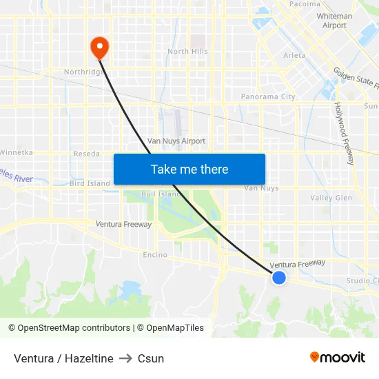 Ventura / Hazeltine to Csun map