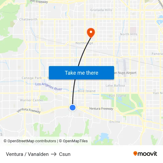 Ventura / Vanalden to Csun map