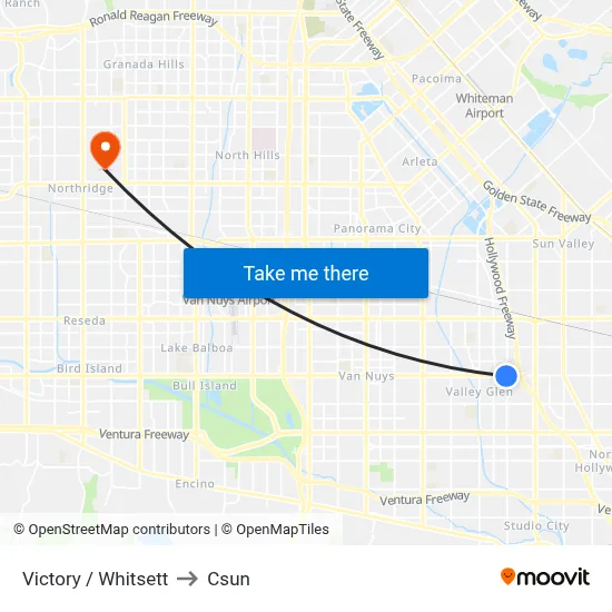 Victory / Whitsett to Csun map