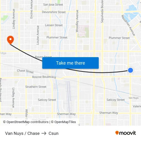 Van Nuys / Chase to Csun map