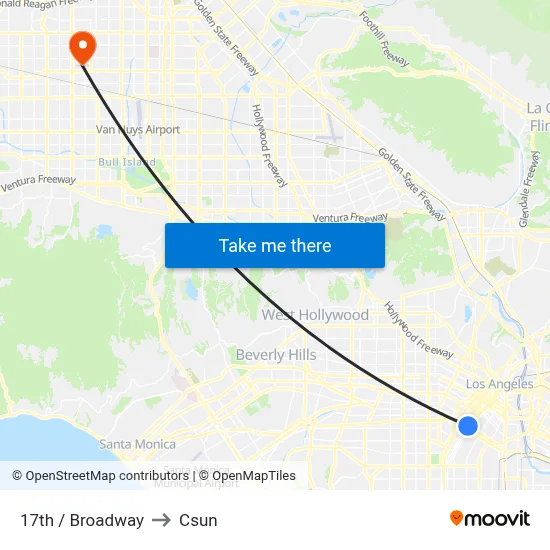 17th / Broadway to Csun map