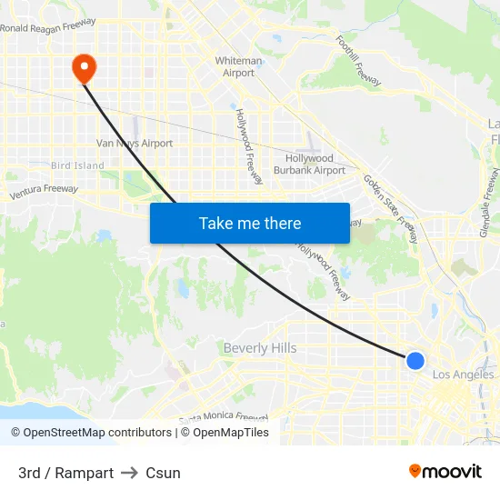 3rd / Rampart to Csun map