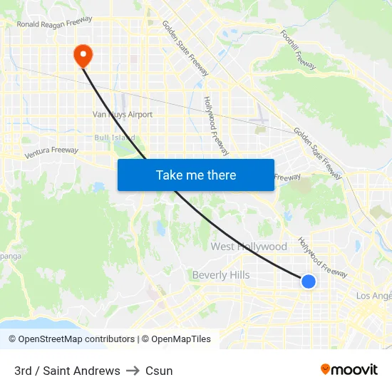 3rd / Saint Andrews to Csun map