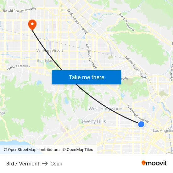 3rd / Vermont to Csun map