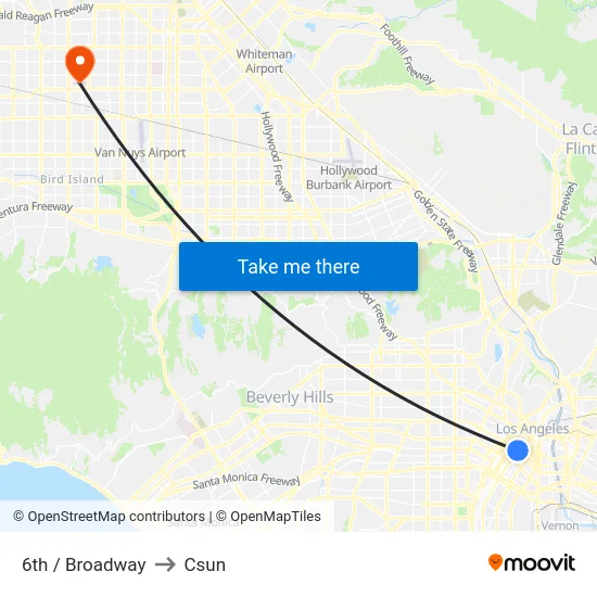 6th / Broadway to Csun map