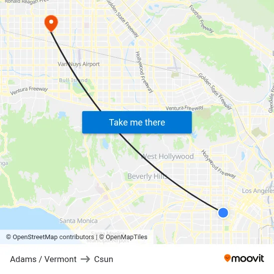 Adams / Vermont to Csun map