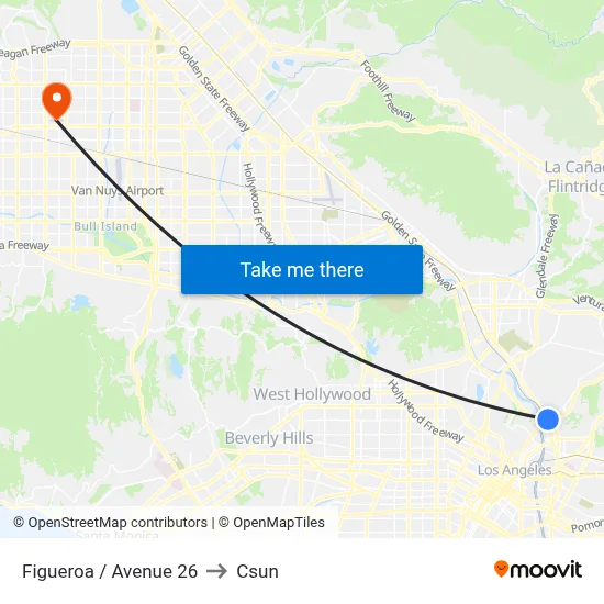 Figueroa / Avenue 26 to Csun map