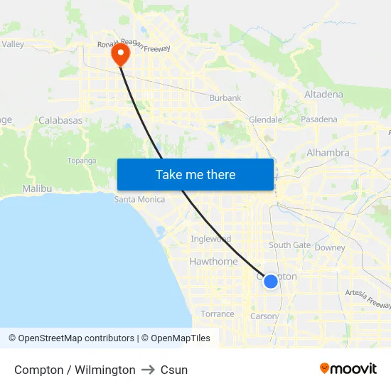 Compton / Wilmington to Csun map
