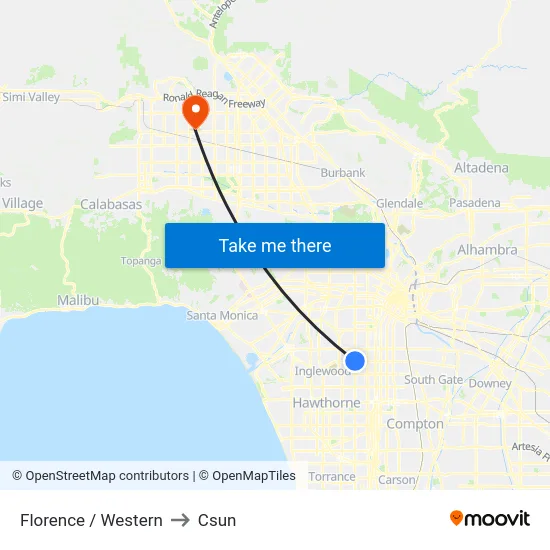 Florence / Western to Csun map
