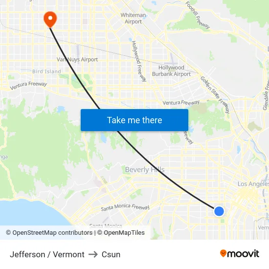 Jefferson / Vermont to Csun map