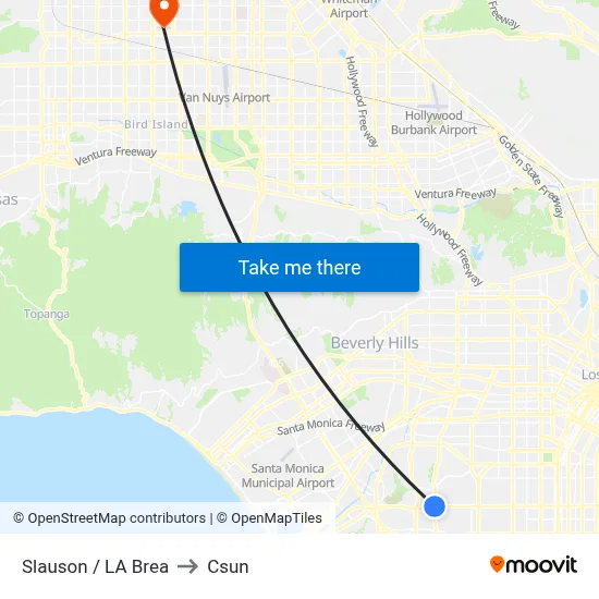 Slauson / LA Brea to Csun map