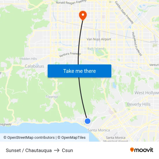 Sunset / Chautauqua to Csun map